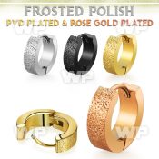 er269h stainless steel huggie w a frosted effect surface