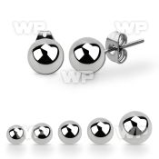 erbal pair of ball shaped high polished 316l steel ear studs