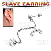erdl18 steel fake slave helix clip w dangling french mustache