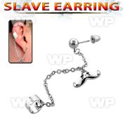 erdl19 steel fake slave helix clip w dangling happy mustache