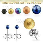 erfobt pair of ball shaped frosted anodized steel ear studs