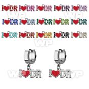 erh667 steel huggies earrings w i love dr dangling