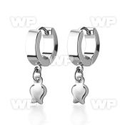 erh767 stainless steel huggies earrings w a dangling tulip 