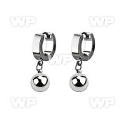 erhb8 steel huggies earrings w 8mm high polished steel balls
