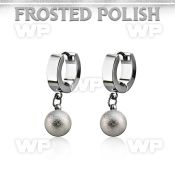 erhfo8 steel huggies earrings w 8mm frosted steel balls