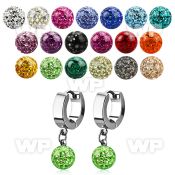 erhfr8 steel huggies earrings with 8mm multi crystal balls