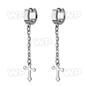 erhlcros stainless steel huggies w crosses dangling on chains 