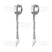 erhllit stainless steel huggies w lightning crosses on chains 