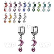 erhmh steel huggies earrings w dangling moon w heart