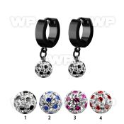 erkfra8 black steel huggies dangling dotted multi crystal ball