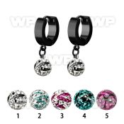 erkfrc8 black steel huggies dangling zebra multi crystal ball