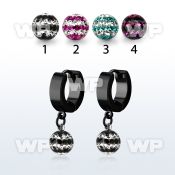 erkfrd8 black steel huggies dangling 3 line multi crystal ball