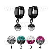 erkfre8 black steel huggise dangling bi color multi crystal ball