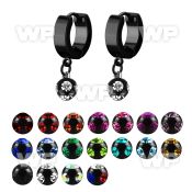 erkmjt6 black steel huggie dangling w mulit jewel ball