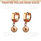 errfot8 rose gold steel huggies earrings 8mm frosted effect ball