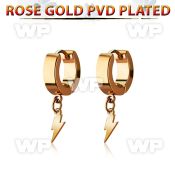 errlit rose gold steel huggie earring w lightning symbol