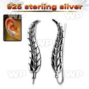 ervcl1 pair of 925 silver ear clips in leave shape