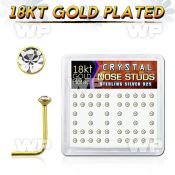 et3e0f6 box w silver 925 l shaped nose studs 18k gold plated nose piercing