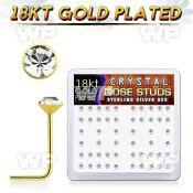 et3e9f6 box w silver 925 l shaped nose studs 18k gold plated nose piercing