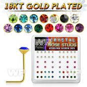 et3e9fj box w silver 925 l shaped nose studs 18k gold plated nose piercing