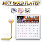 et3gksfj box w silver 925 l shaped nose studs 18k gold plated nose piercing