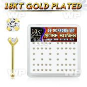 et4gkf6 box w silver 925 nose bone 18k gold plated 2mm round nose piercing