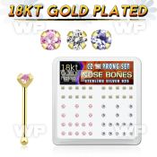 et4gkfj box w silver 925 nose bone 18k gold plated 2mm round nose piercing