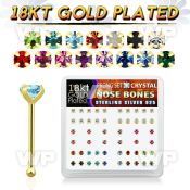 et4me0fj box w silver 925 nose bone 18k gold plated 2mm prong nose piercing