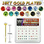 etne0fj box w silver 925 un bent nose stud 18k gold plated 2mm nose piercing