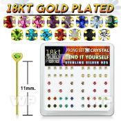 etnme0fj box w silver 925 un bent nose stud 18k gold plated 2mm nose piercing