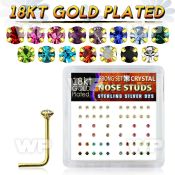 etu3mfj box w silver 925 l shaped nose studs 0 6mm 18k gold pla nose piercing