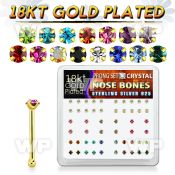 etu4mfj box w silver 925 nose bone 18k gold plated 1 5mm prong nose piercing