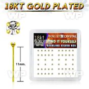 etunmf6 box w silver 925 un bent nose stud 18k gold plated 1 5m belly piercing