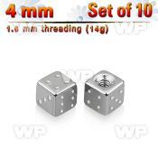 f3180 pack 4mm surgical steel dices threading 1 6mm belly piercing