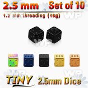 f318rks pack of 10 pcs of 2 5mm ion plated surgical steel dices 