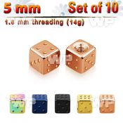 f318rs pack of 10 pcs of 5mm ion plated surgical steel dices thr 