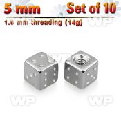 f318s pack 5mm surgical steel dices threading 1 6mm belly piercing