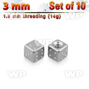 f318zi pack 3mm surgical steel dices threading 1 6mm belly piercing