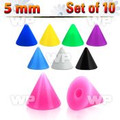 f376us pack 5mm solid color acrylic cones1 6mm threading belly piercing