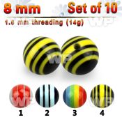 f441t pack 8mm striped acrylic bead ballsthreading 1 6mm belly piercing
