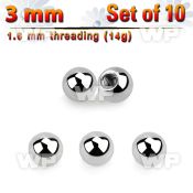 f47bzi pack 3mm surgical steel balls1 6mm threading belly piercing