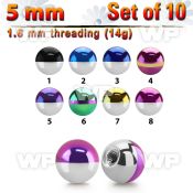 f4jrs pack 5mm zebra striped ion plated surgical steel ballsthr belly piercing