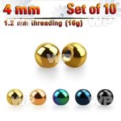 f4r03 pack 4mm ion plated surgical steel ballsthreading 1 2mm belly piercing