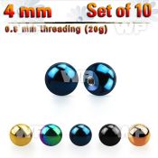 f4r0f3 pack 4mm ion plated surgical steel ballsthreading 20g 0 belly piercing