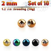 f4rk pack 2mm ion plated surgical steel ballsthreading 1 2mm belly piercing