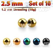 f4rks pack 2 5mm ion plated surgical steel ball sthreading 1 2m belly piercing