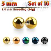 f4rsi pack 5mm ion plated surgical steel ballsthreading 1 6mm belly piercing