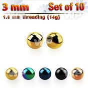 f4rzi pack 3mm ion plated surgical steel ballsthreading 1 6mm belly piercing