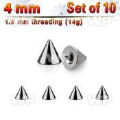 f65u0 pack 4mm surgical steel cones threading 1 6mm belly piercing