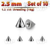 f65uks pack 2 5mm surgical steel conesthreading 1 2mm